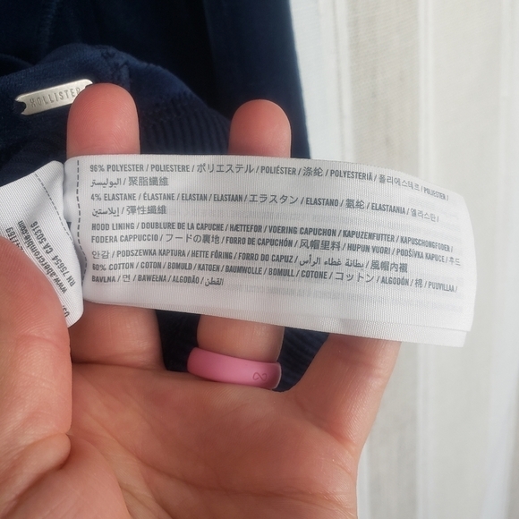 Hollister‎ Velvet Hoodie Sweatshirt Blue Size Small - Picture 7 of 9